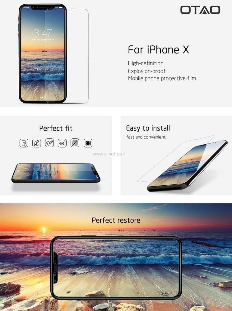 Alternative view of מגן מסך אייפון X/XS מזכוכית מחוסמת מבית OTAO!