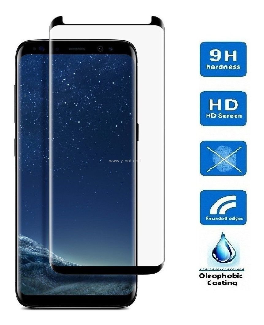 מגן מסך מזכוכית מחוסמת נגד שבר ושריטות לגלקסי S8 - כולל קצוות המכשיר!