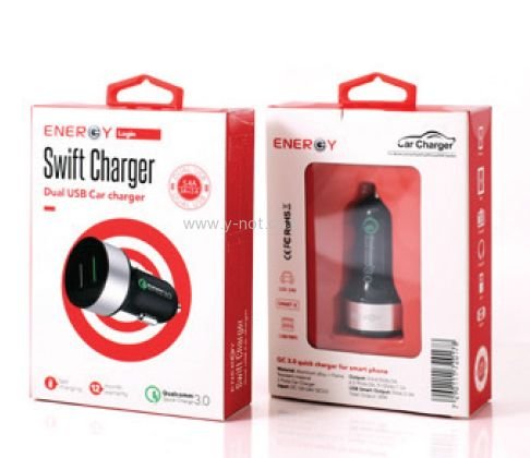 מטען לרכב 2 יציאות חזק 30W תומך טעינה Quick Charge 3.0 - מבית ENERGY – תמונה 3