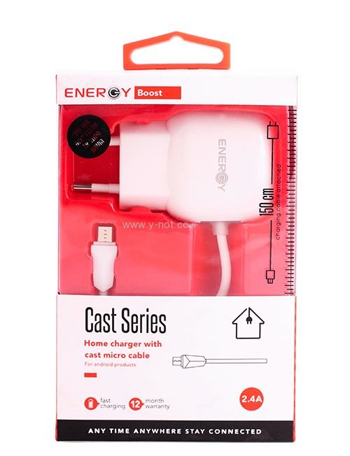 מטען ENERGY בית מיקרו USB כבל יצוק 2.4A
