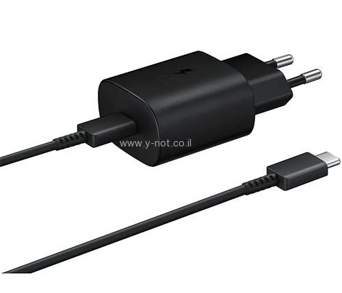 מטען בית 25W PD מקורי לסמסונג גלקסי + TYPE C כבל - Super Fast Charger 2.0
