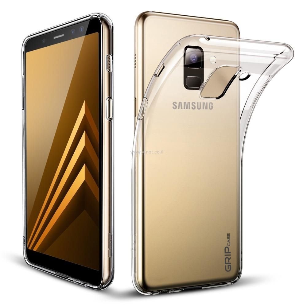 כיסוי סיליקון לגלקסי A8 <b> פלוס</b> - שקוף - GRIP AIR עם <b>מגן מסך באריזה</b>