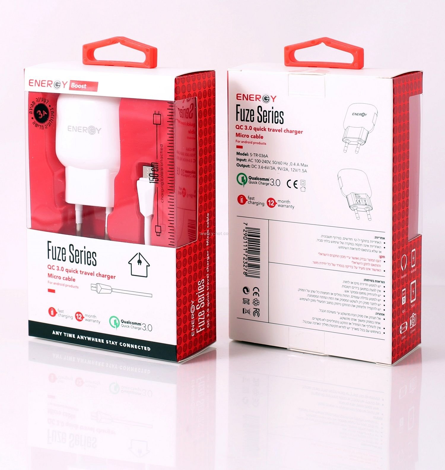 מטען <b>בית מהיר QUICK CHARGE 3.0 </b>עם מיקרו USB מבית ENERGY – תמונה 2