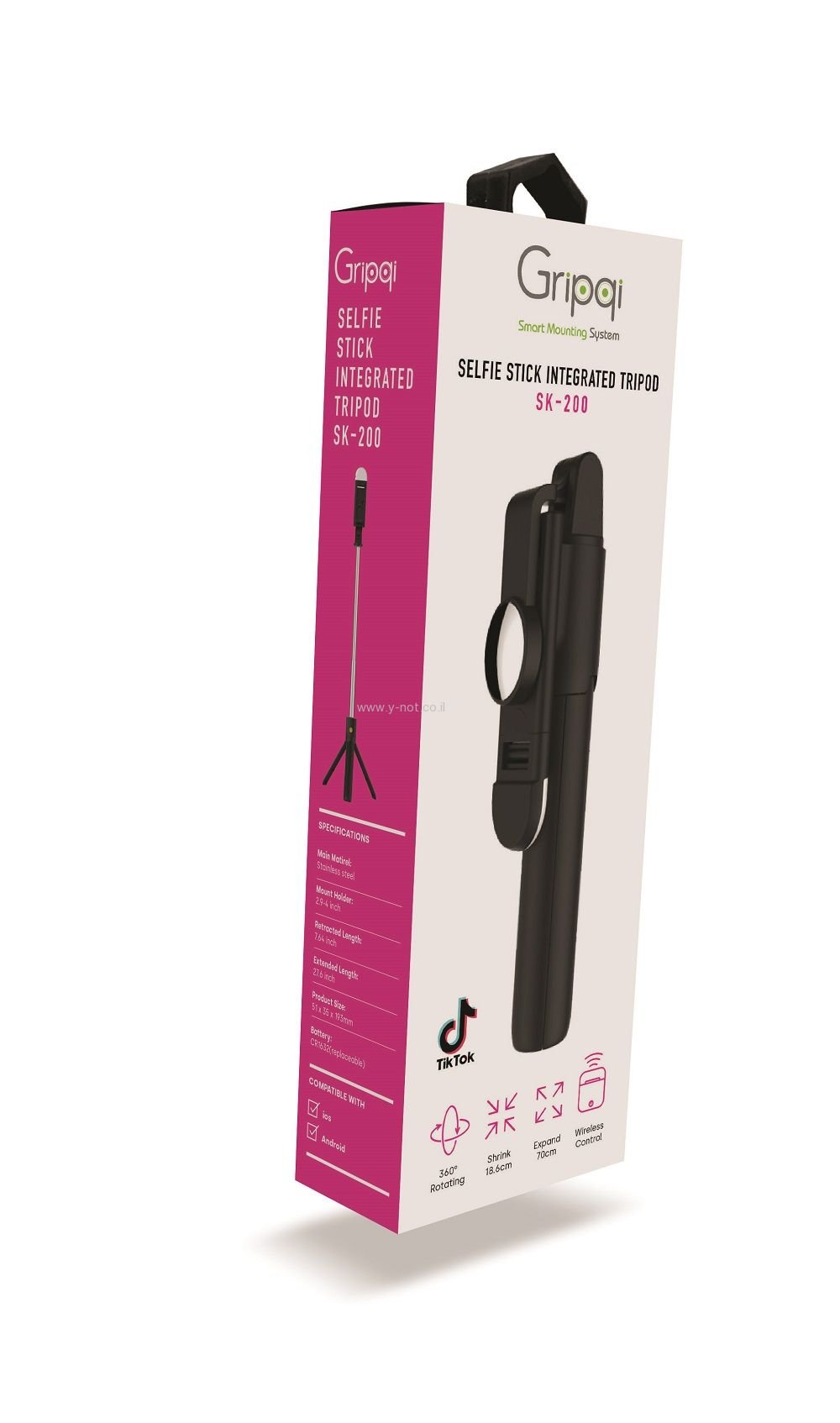 מוט / מקל סלפי טלסקופי שהופך גם לחצובה Gripqi SK-200 – תמונה 3