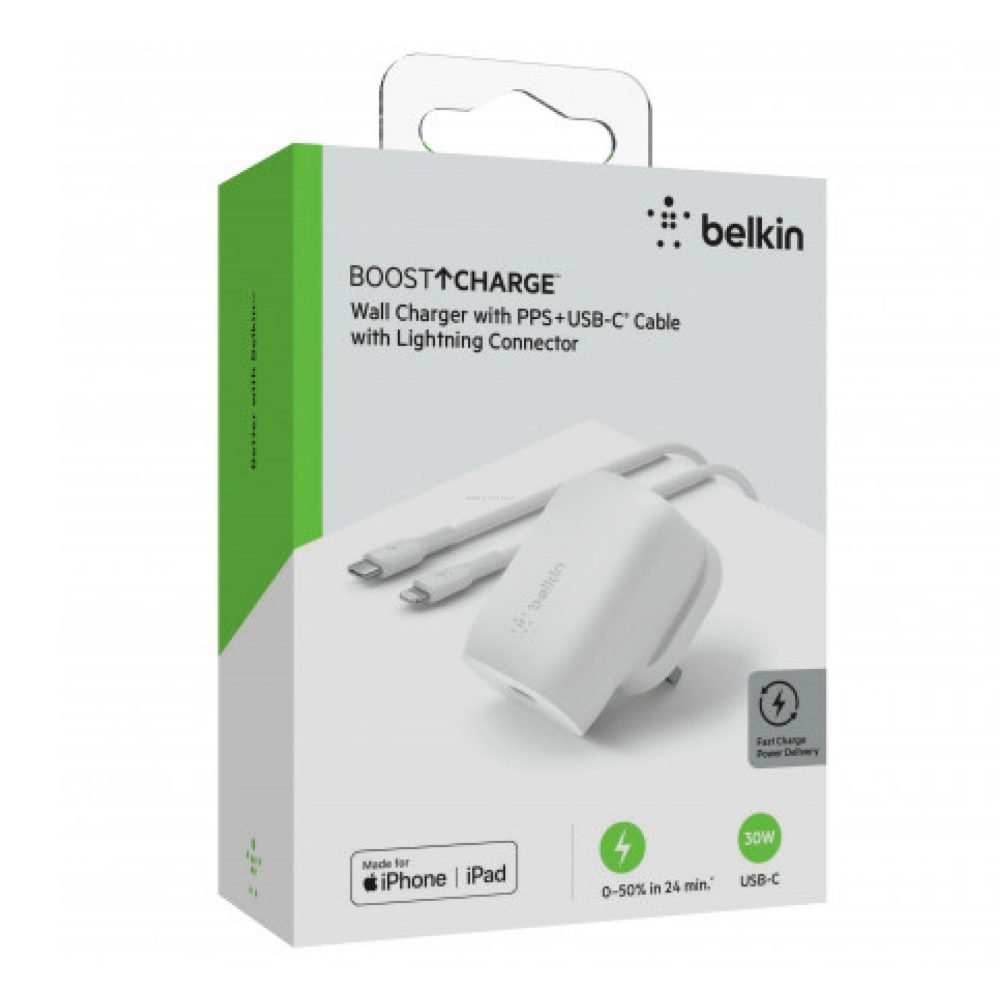 Alternative view of מטען קיר 30W USB-C PD/PPS עם כבל Lightning  באורך מטר