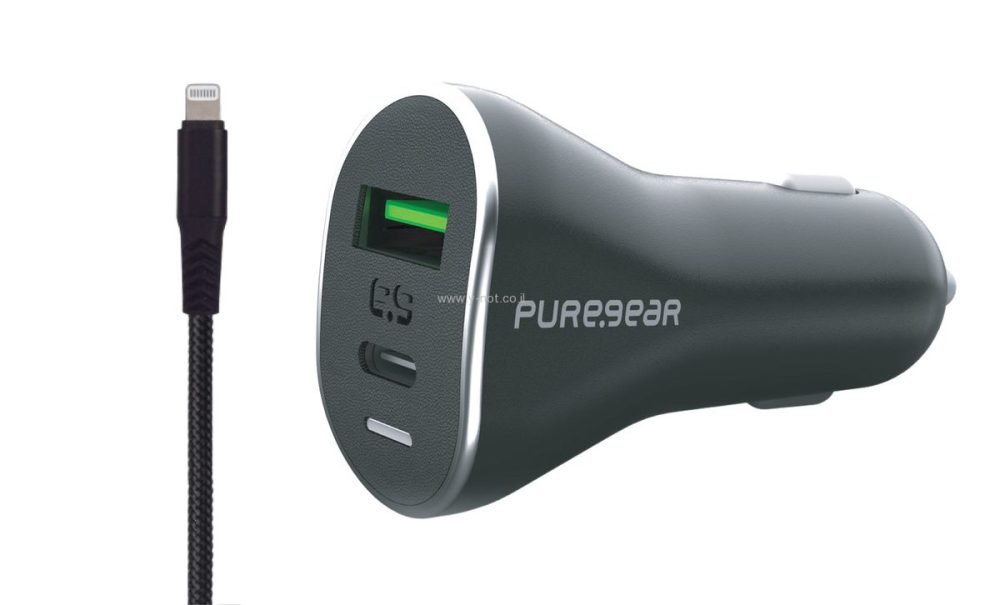 מטען לרכב מדגם <b>53W Lightning </b> 53W PD 3.0 + QC 3 Car Carger Lightning