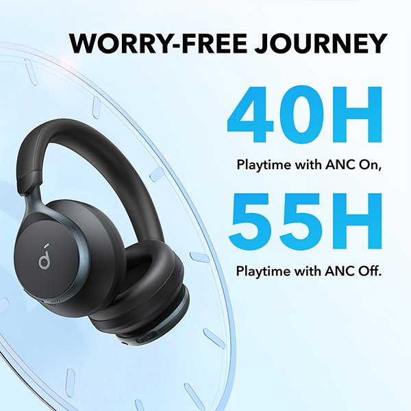 אוזניות קשת On-Ear דגם Anker Soundcore Space One A3035 צבע לבן / שחור – תמונה 4