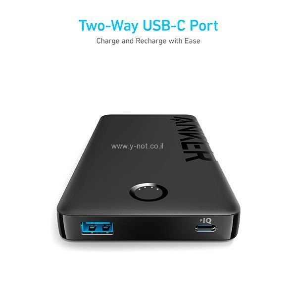 סוללת גיבוי 10000mAh דגם Anker 323 Power Bank 10000mA A1334 בצבעים סגול / שחור / לבן – תמונה 7