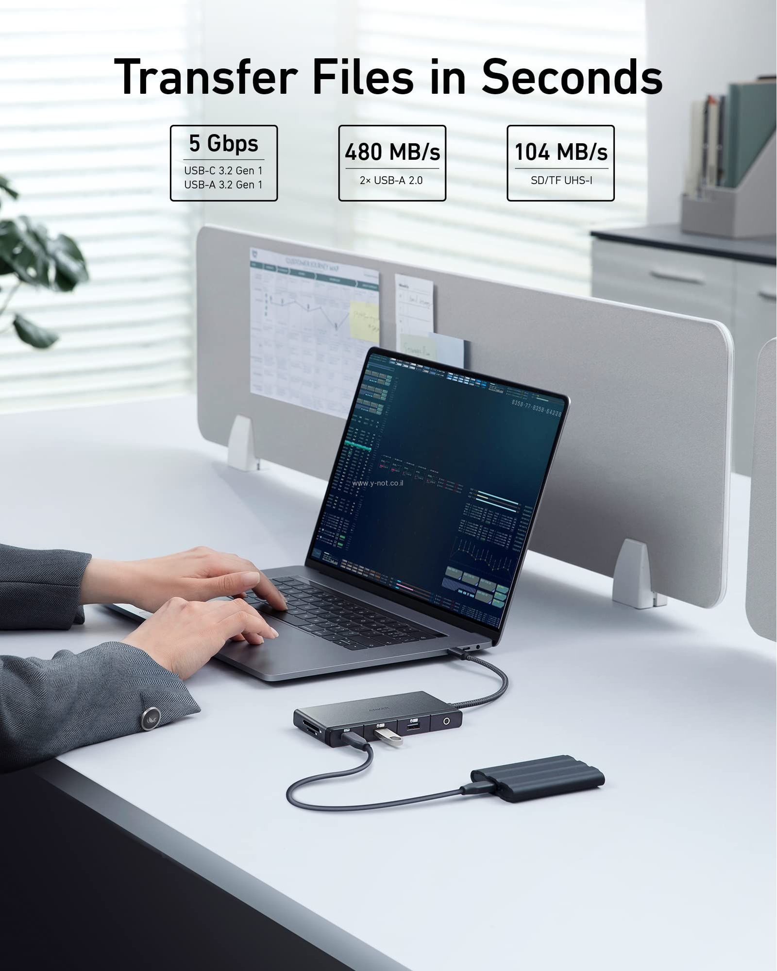 רכזת USB-C דגם Anker 552 USB-C Hub (9-in-1 4K HDMI) Black A8373 – תמונה 3