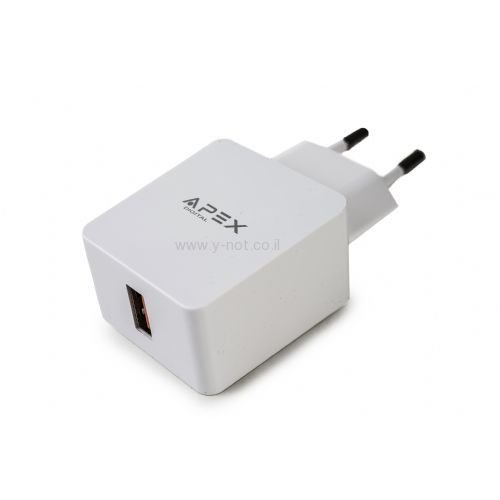מטען קיר USB טעינה מהירה מדגם APEX בתקן  Quick charge 3.0