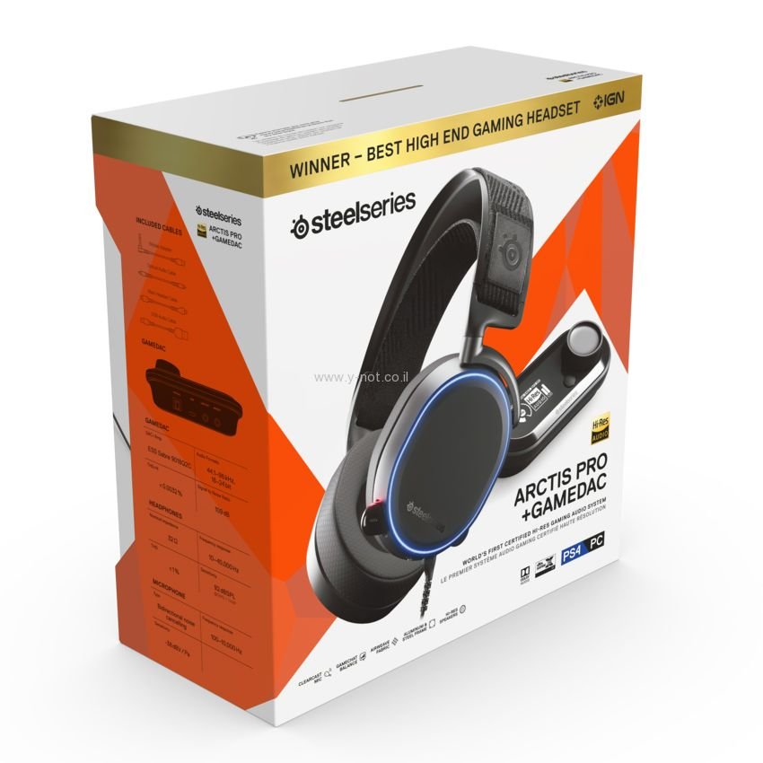 אוזניות גיימינג חוטיות איכותיות SteelSeries Arctis Pro + GameDAC - צבע לבן – תמונה 3