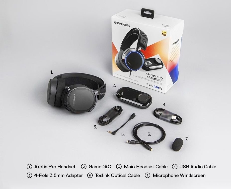 אוזניות גיימינג חוטיות איכותיות SteelSeries Arctis Pro + GameDAC - צבע לבן – תמונה 4