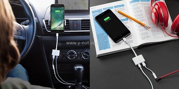 Alternative view of מפצל Lightning למכשירי אייפון לטעינה והאזנה למוזיקה מבית Belkin