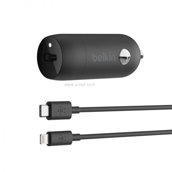 Alternative view of מטען מהיר לרכב BOOST↑ , CHARGE טעינה מהירה PD USB-C 18W עם כבל Lightning  - מבית BELKIN