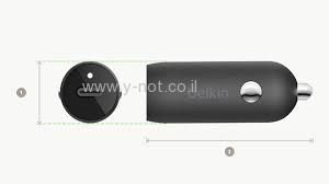 מטען מהיר לרכב BOOST↑ , CHARGE טעינה מהירה PD USB-C 18W עם כבל Lightning - מבית BELKIN