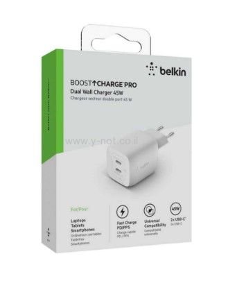 Alternative view of מטען קיר כפול 45W DUAL USB-C CHARGER  Belkin