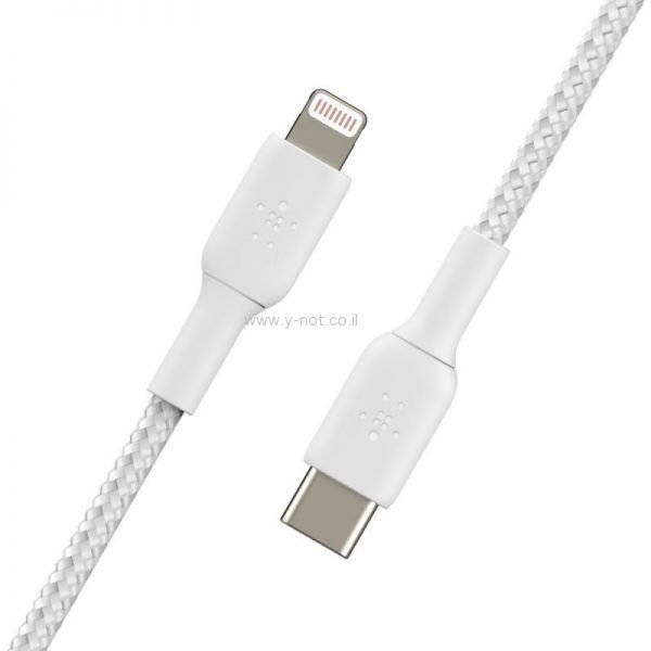 Alternative view of כבל USB-C קלוע עם חיבור Lightning באורך 2 מ' Belkin