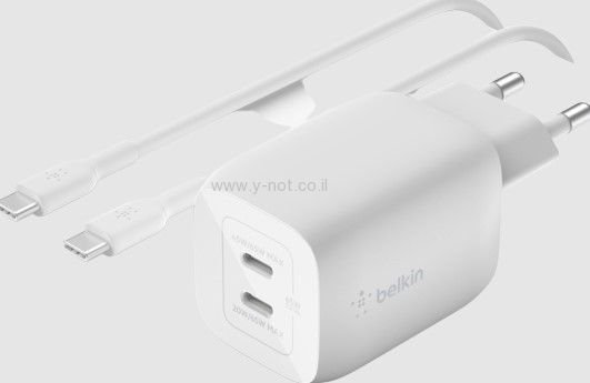מטען קיר  BELKIN 65W DUAL USB-C + CABLE CHARGER