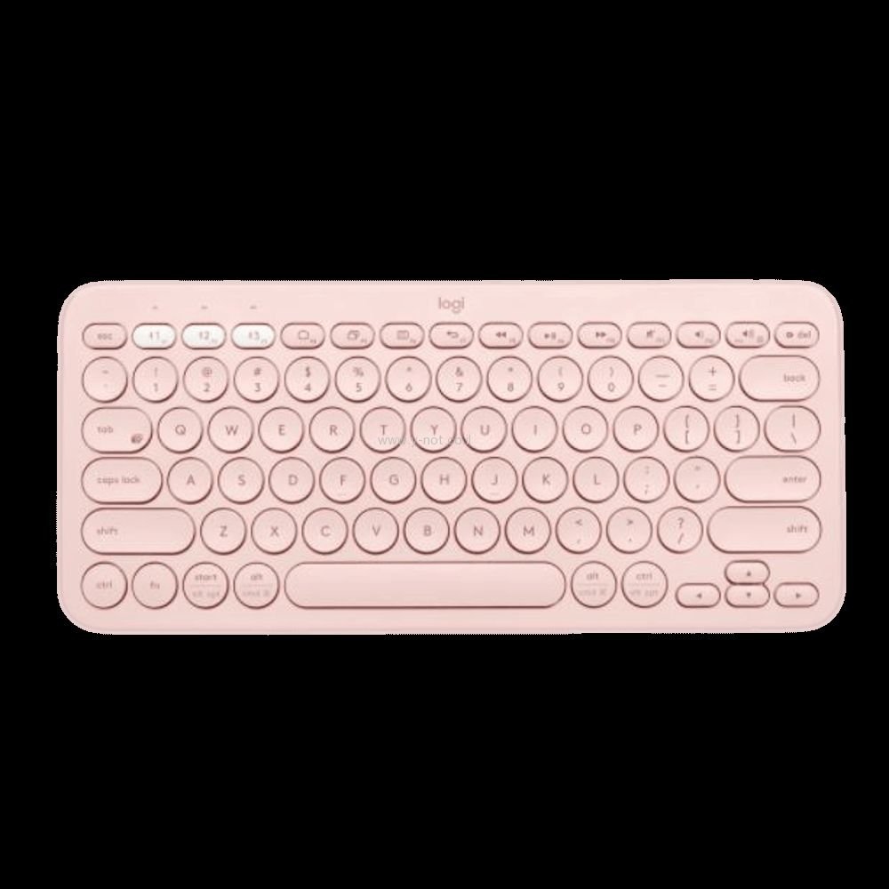מקלדת Bluetooth בצבע ורוד מבית Logitech דגם K380