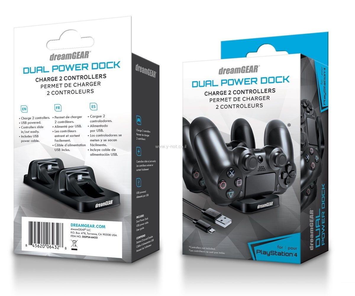 עמדת טעינה לזוג שלטי PlayStation 4 + סוללות DreamGear – תמונה 3