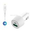 Essentials Dual 38W Car Charger + Lightning Cable - White