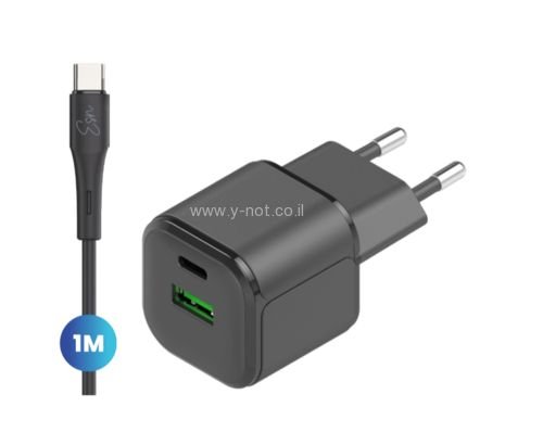 Essentials Dual 38W Wall Charger + Type-C Cable - Black