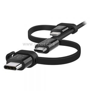 כבל אוניברסאלי עם 3 חיבורים: microUSB , USB-C ו- Lightning. מק"ט F8J050bt04-BLK – תמונה 3