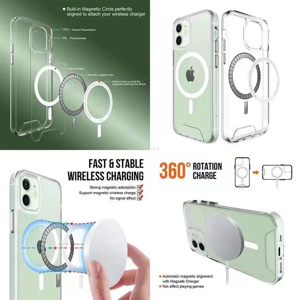 כיסוי לאייפון 12 / 12 <b>פרו </b> עם חיבור MagSafe מבית GRIP - שקוף – תמונה 3