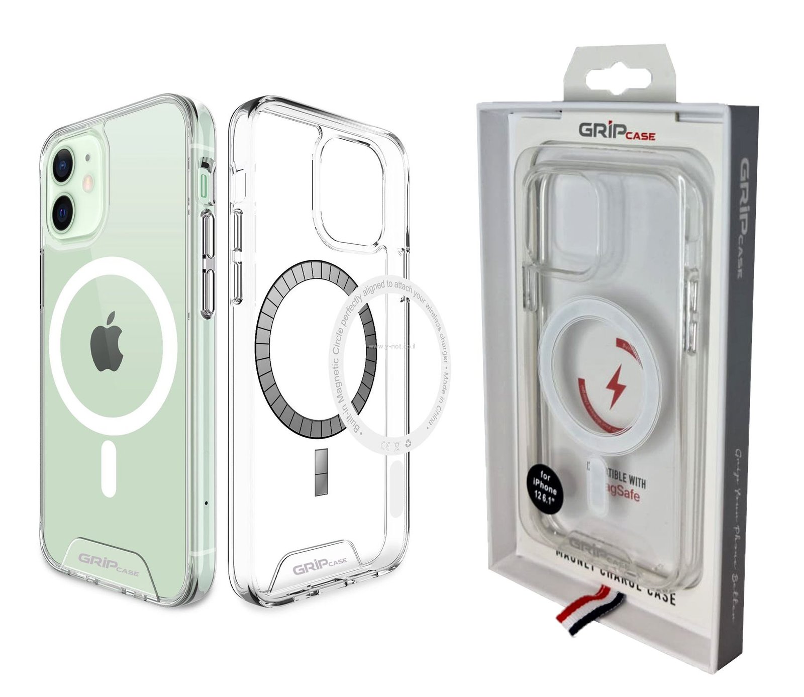 כיסוי לאייפון 12 / 12 <b>פרו </b> עם חיבור MagSafe מבית GRIP - שקוף – תמונה 4