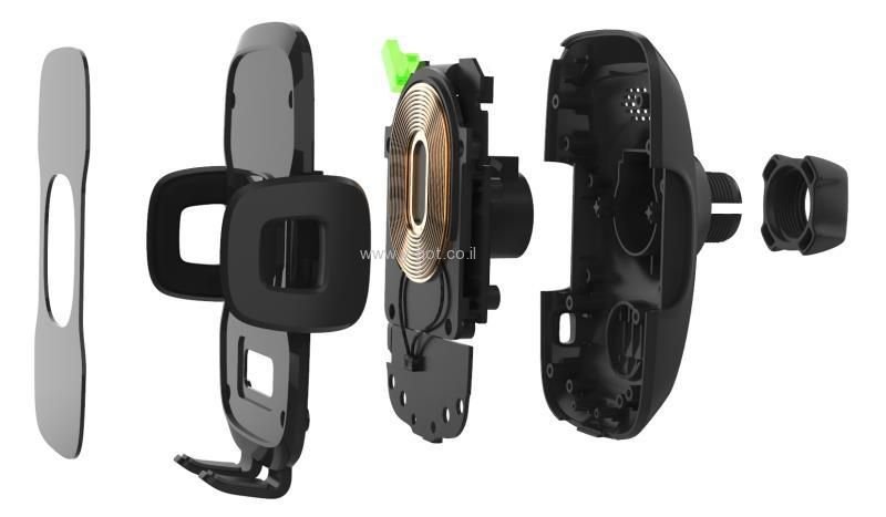 מעמד / מתקן מגנטי לסלולארי לרכב עם טעינה אלחוטית דגם sensor-s3 מבית GRIPQI - משולב – תמונה 6