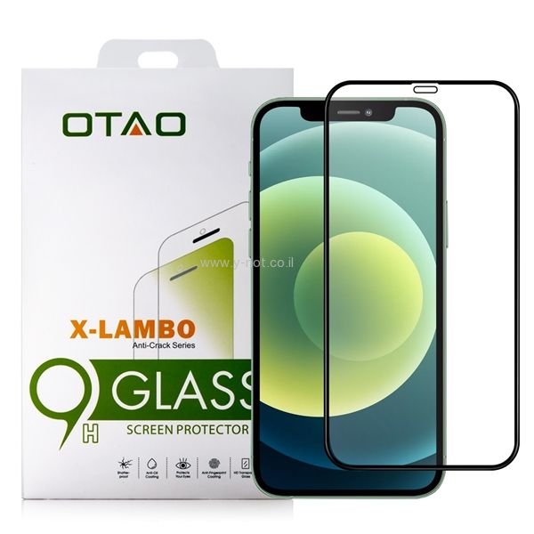 מגן מסך iPhone 14 <b>PRO MAX </b> מזכוכית מחוסמת מבית OTAO! דגם 2.5D שחור