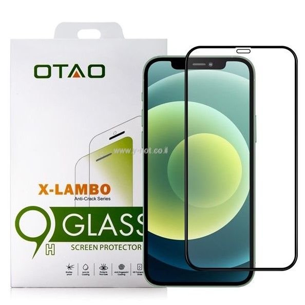 מגן מסך   iPhone <b>14  </b>מזכוכית מחוסמת מבית OTAO! דגם 2.5D שחור