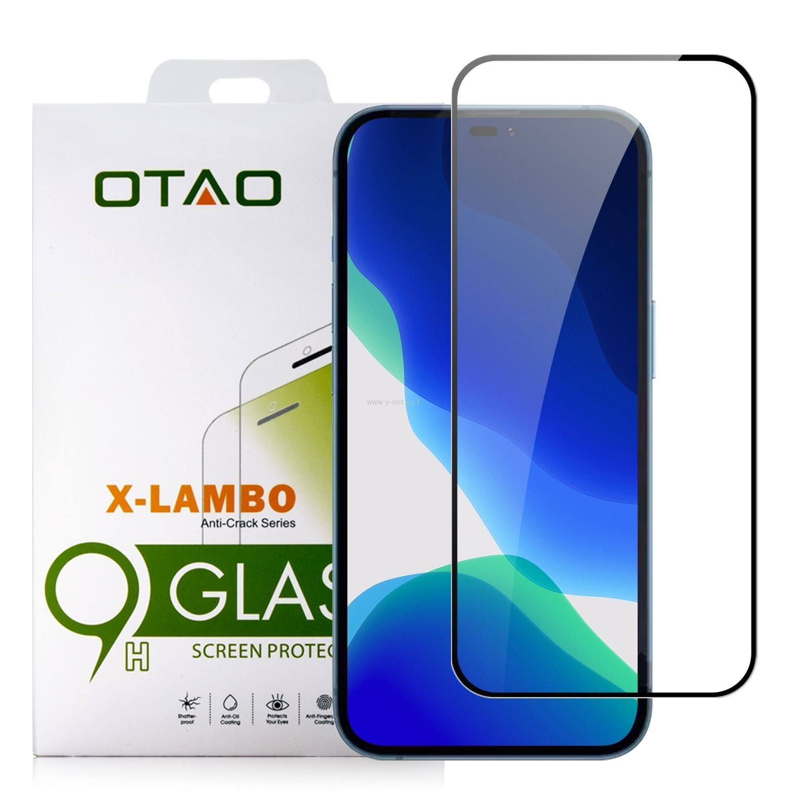 מגן מסך iPhone 15 <b>PRO </b> מזכוכית מחוסמת מבית OTAO! דגם 2.5D שחור