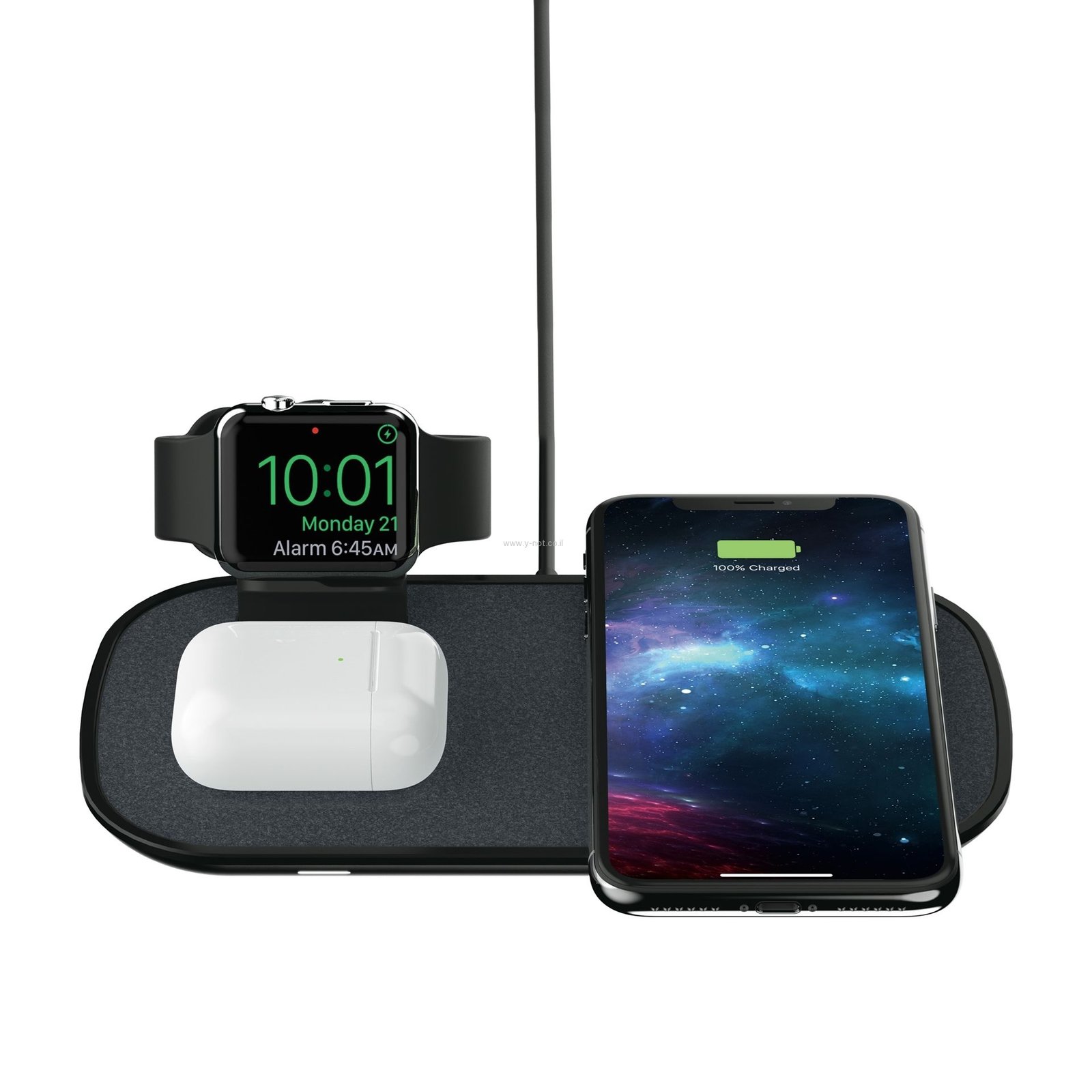משטח טעינה אלחוטי Mophie להטענת 3 מוצרים בו זמנית - MFI מאושר אפל