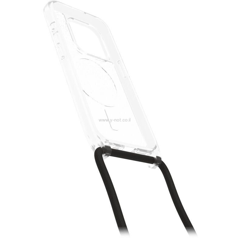מגן אוטרבוקס ריאקט כולל  רצועת נשיאה לאייפון 15 עם MagSafe - שקוף נצנץ