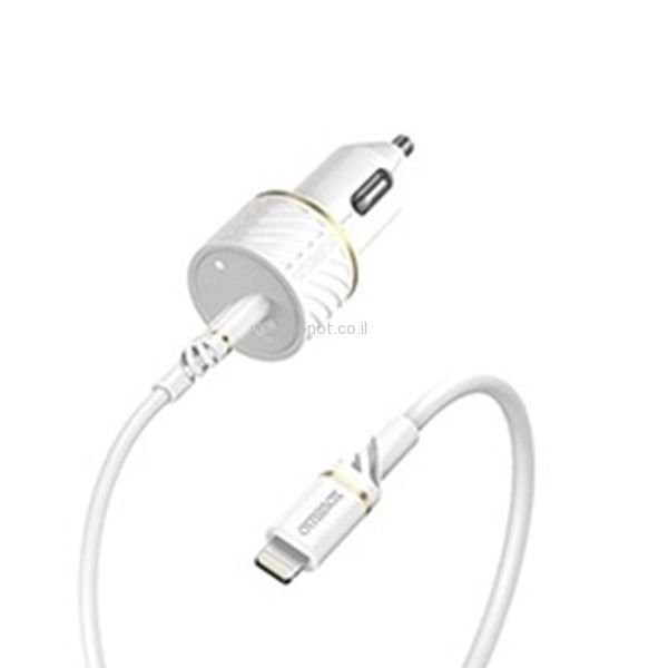 מטען רכב מהיר 18W עם יציאת USB C וכבל אייפון באריזה - תומך PD - מבית OTTERBOX – תמונה 3