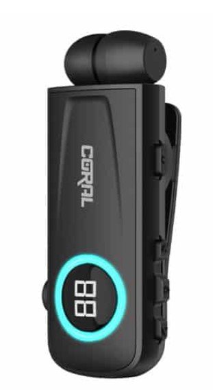 אוזניית דיבורית קליפ לסלולארי עם סליל חוזר -   CORAL VIBE 4 BT - צבע שחור / לבן