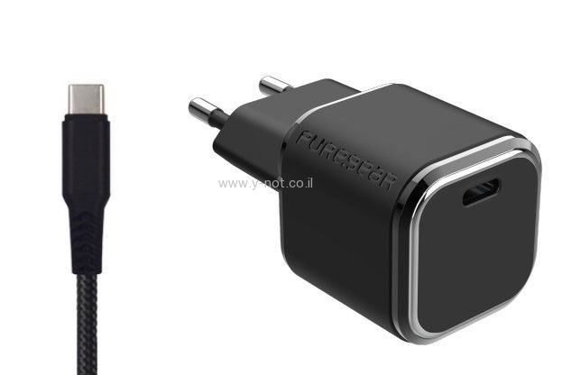 מטען בית מהיר W35 + כבל <b>35W Type c</b>GaN II  מחברת PUREGEAR