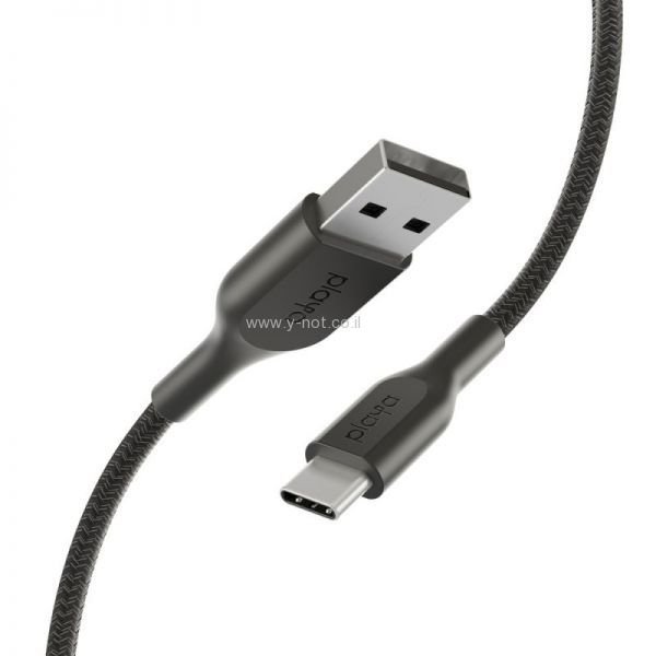 כבל USB-A ל- USB-C קלוע , באורך מטר