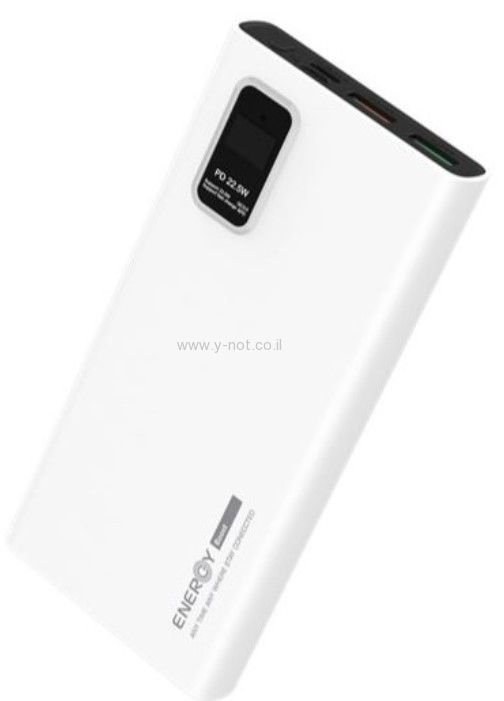 סוללת/ מטען חירום 10000MAH ENERGY Power Bank PD 10K - שחור / לבן