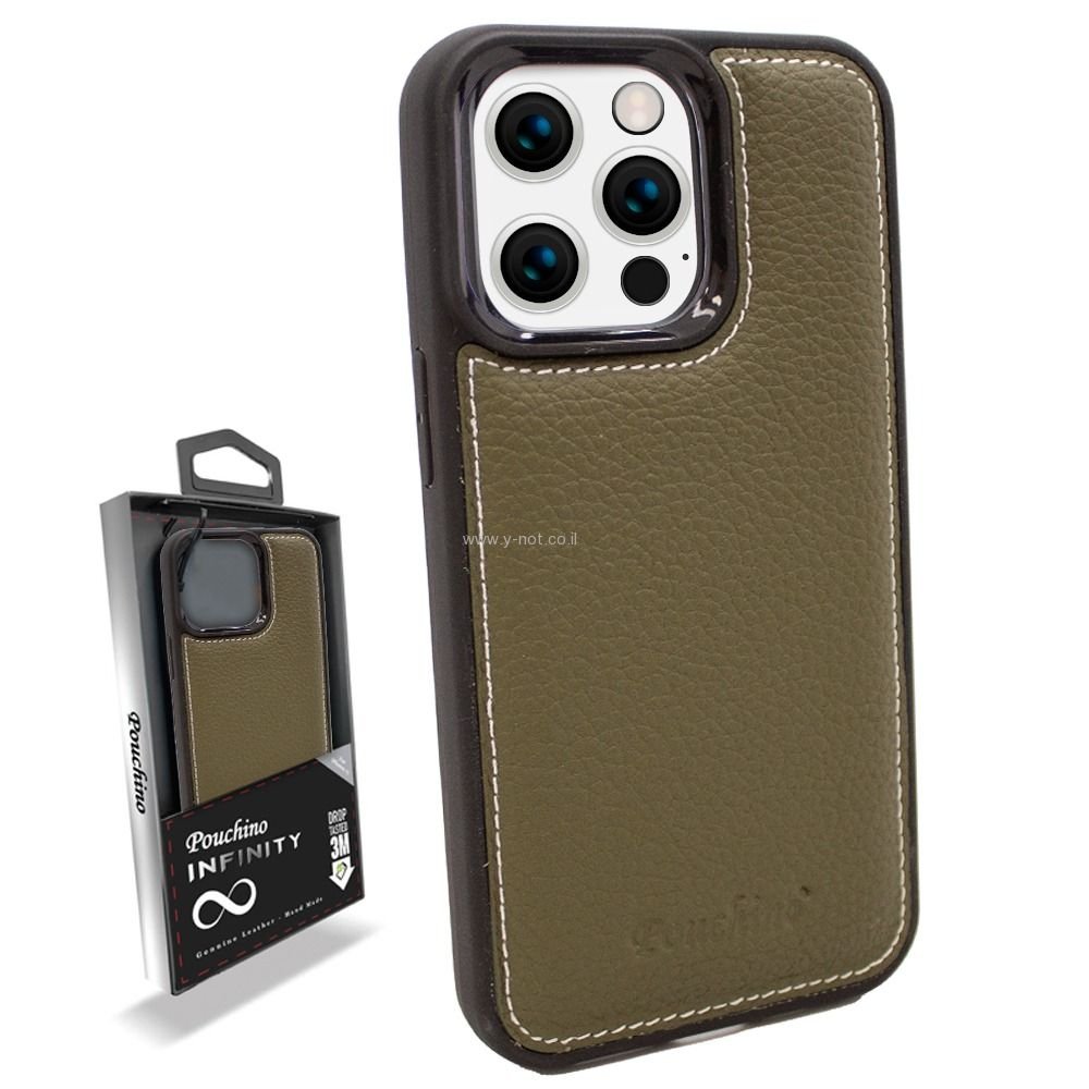 כיסוי עור אמיתי לאייפון 13 פרו מסדרת Pouchino Infinity – תמונה 3