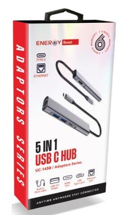 מתאם 5in 1  USB C Hub - צבע כסוף