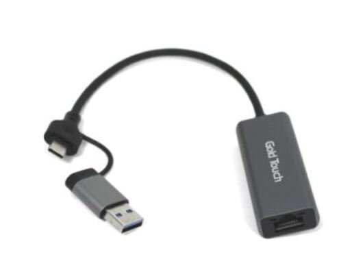 מתאם רשת Gold Touch USB 3.0 Type-A / Type-C to LAN 1000Mbps