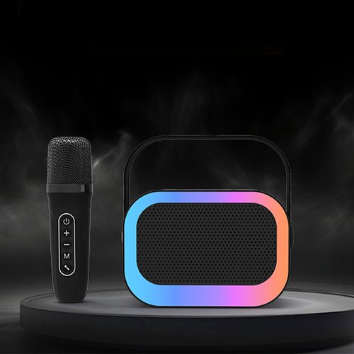 רמקול קריוקי <b> Monster Airfree GK600 RGB </b> קומפקטי עם 2 מיקרופונים שחור / קרם – תמונה 5