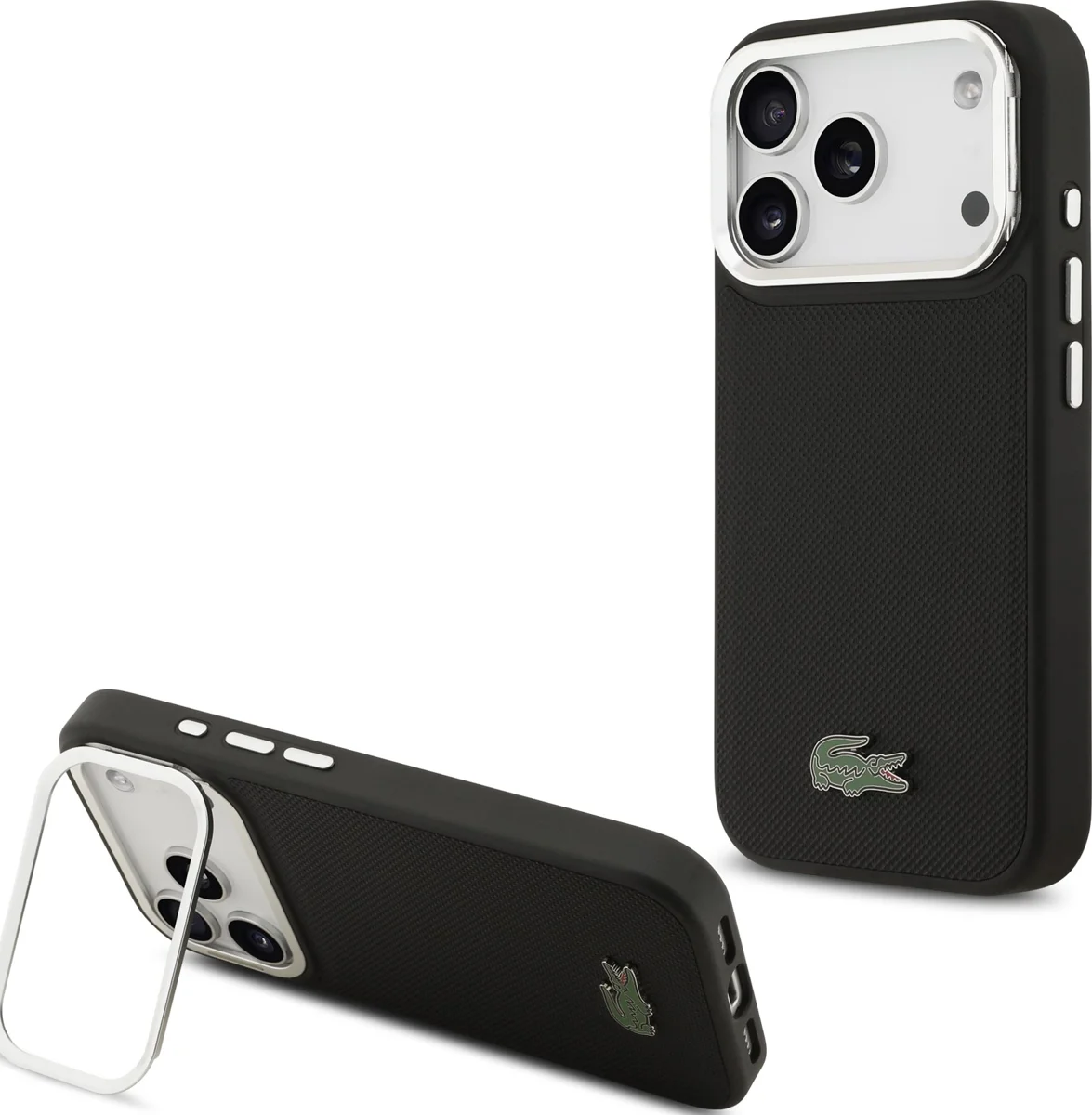 כיסוי שחור LACOSTE Magsafe ל-iPhone 17 Pro Max — מגן יוקרתי עם רגלית מובנית