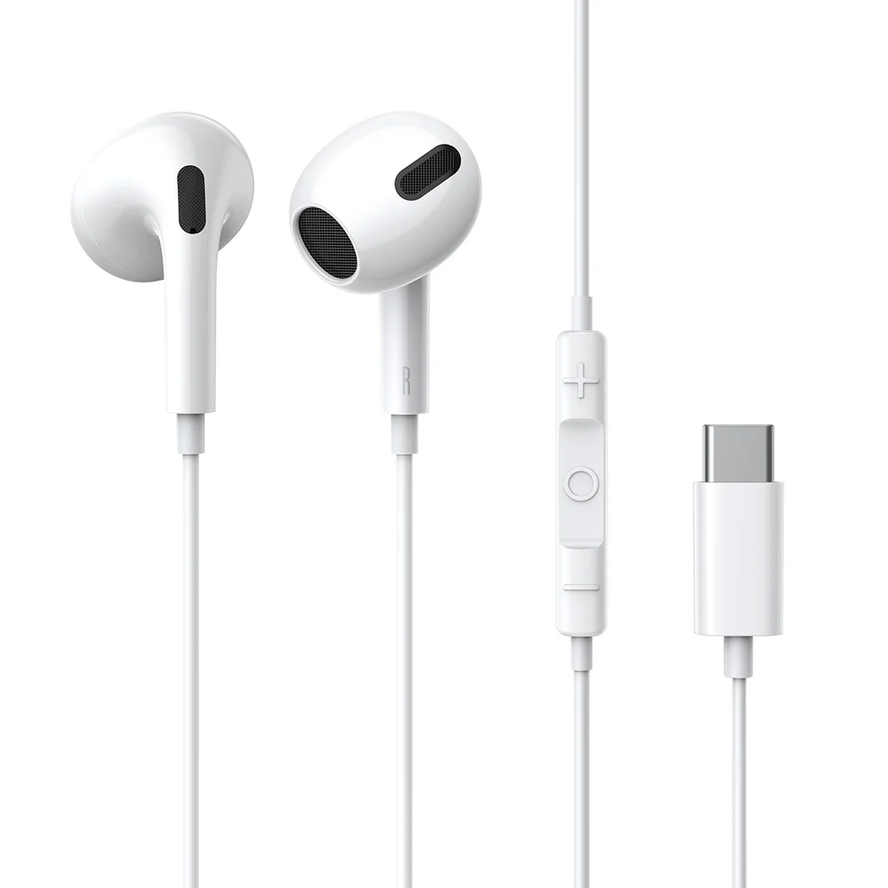 גרסה א — מילת מפתח ראשונה: אוזניות חוטיות Baseus Encok CZ17 Type-C — עיצוב חצי-בתוך-האוזן בצבע לבן ירח