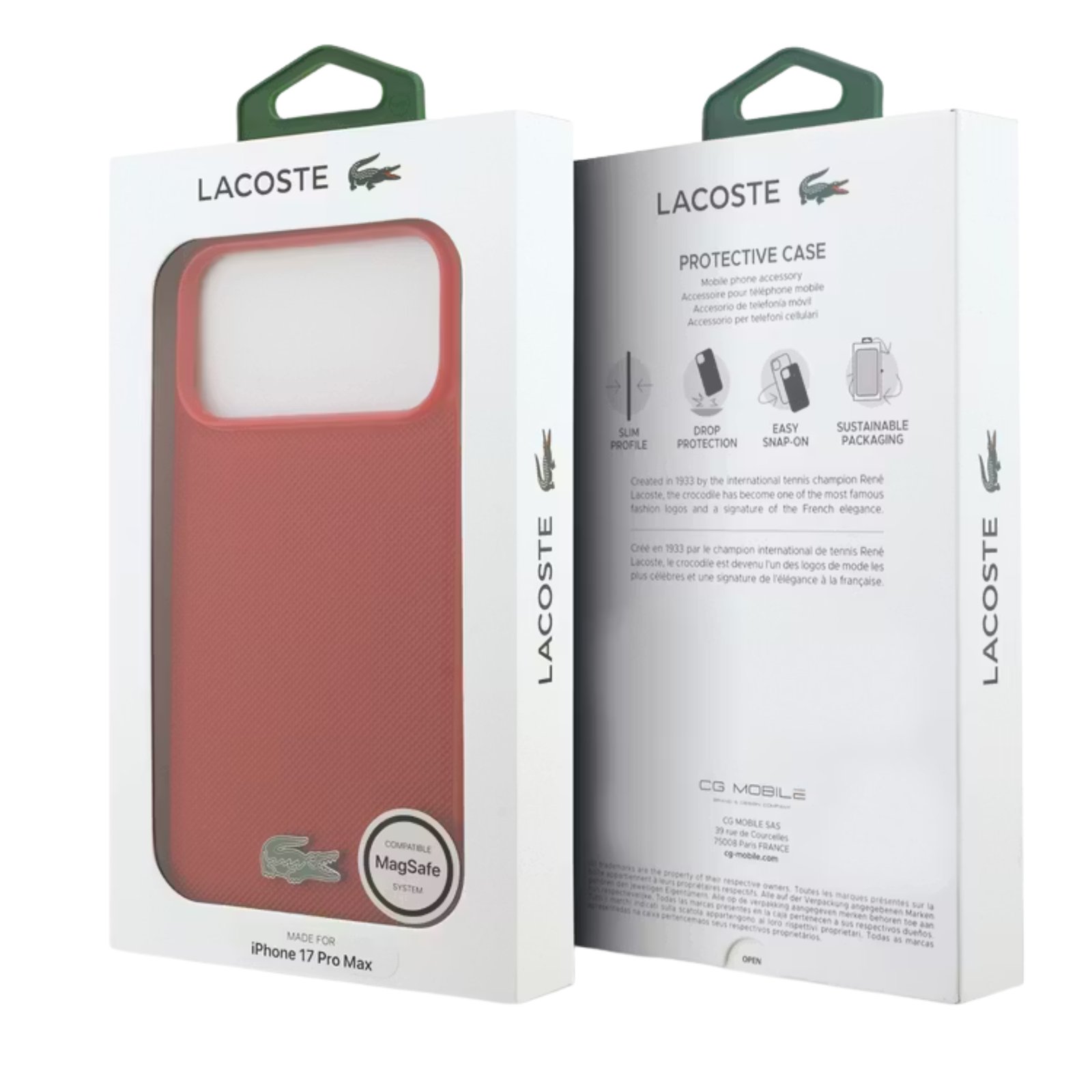 כיסוי LACOSTE MagSafe מקורי לאייפון 17 פרו (iPhone 17 Pro) — אדום – תמונה 5