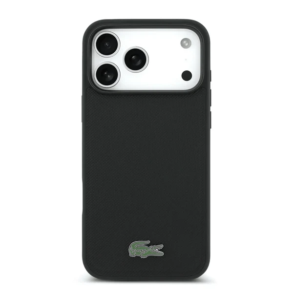 חבילת פרימיום לאייפון 17 פרו מקס: כיסוי LACOSTE MagSafe שחור + ארנק כרטיסים מגנטי תואם – תמונה 4