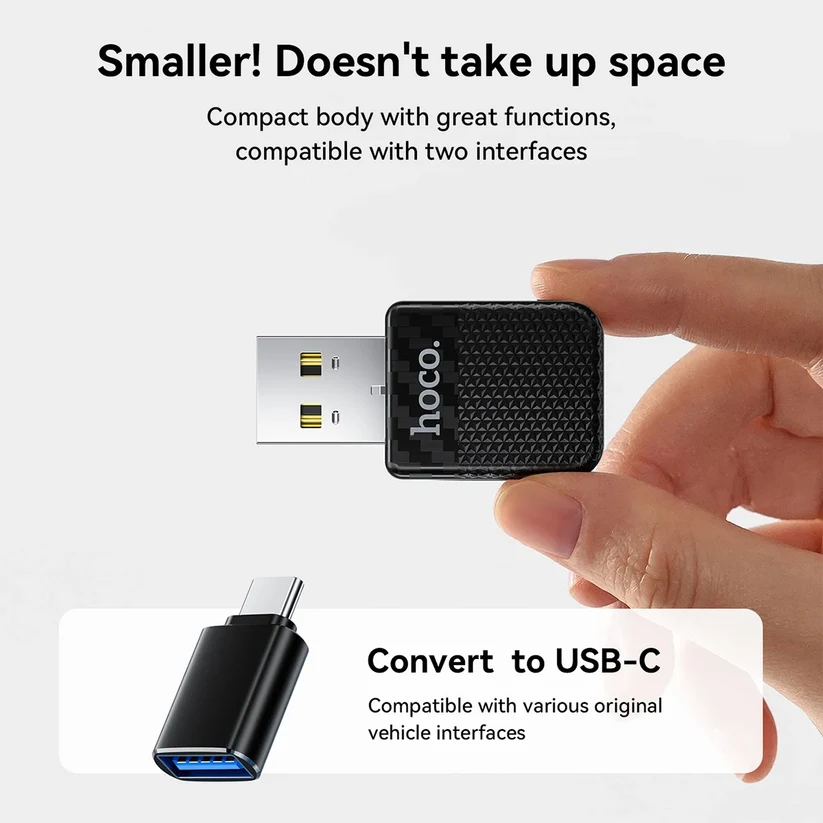 מתאם קארפליי אלחוטי Hoco HU3 — חיבור WiFi ו-Bluetooth 5.0 לרכב – תמונה 4