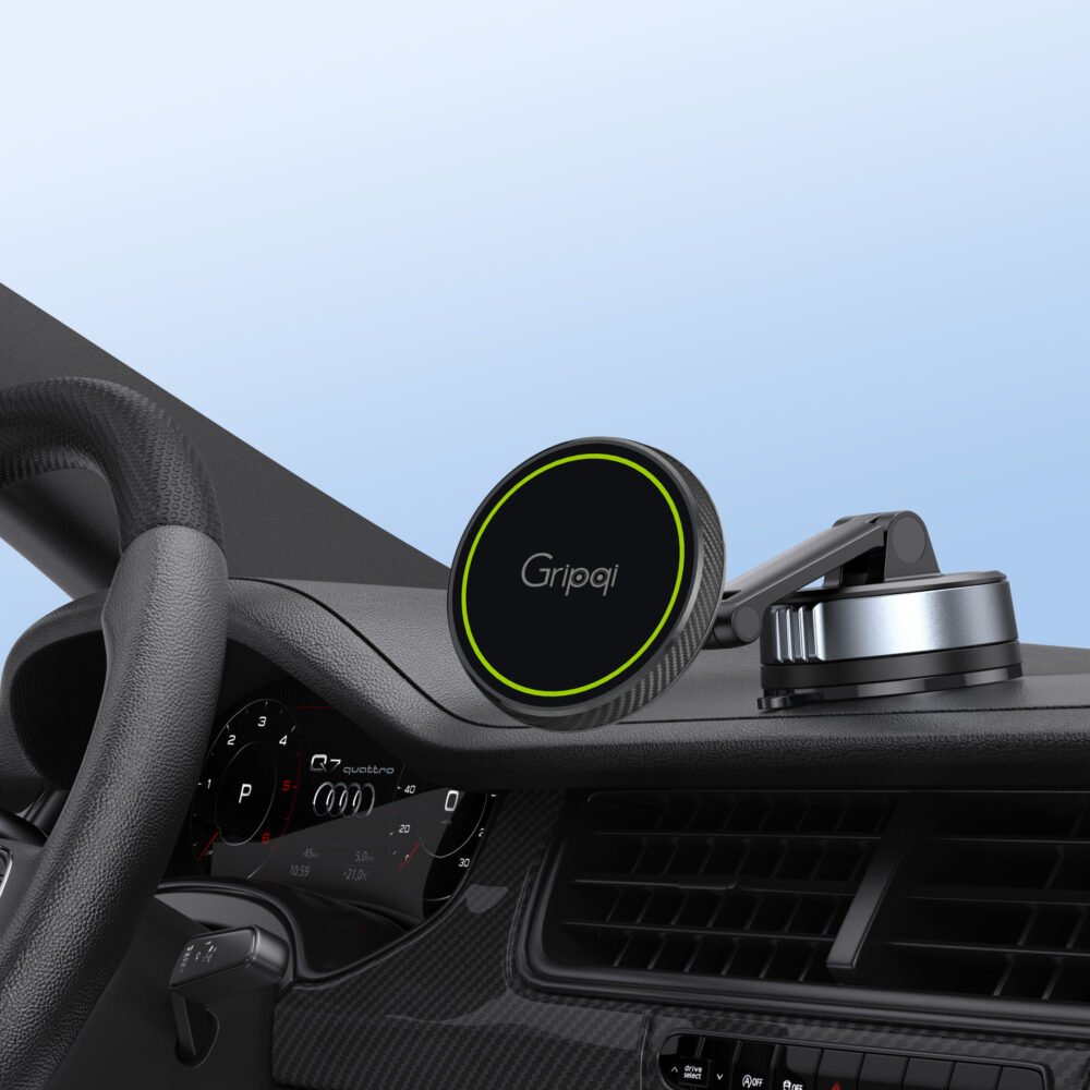 Alternative view of מעמד לרכב Gripqi XMD20 עם הצמדת MagSafe ותושבת ואקום לדשבורד